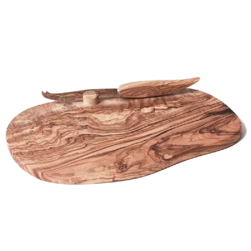 Berard Olive Wood Cheese Board & Knife Set, 13-Inch x 7-Inch