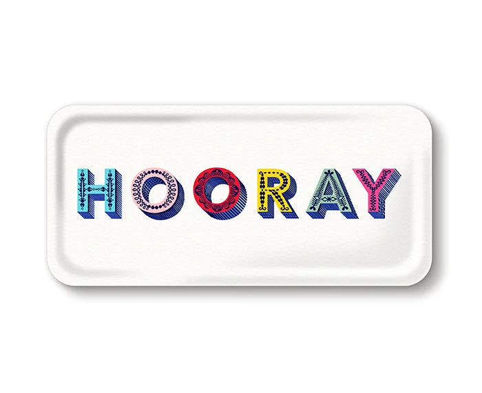 Word Rectangular Tray - Hooray - by Jamida