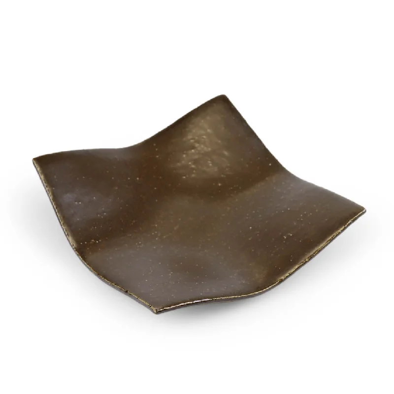 [Clearance] Brown Square Mondo Salad Plate 7.5" x 7.5"