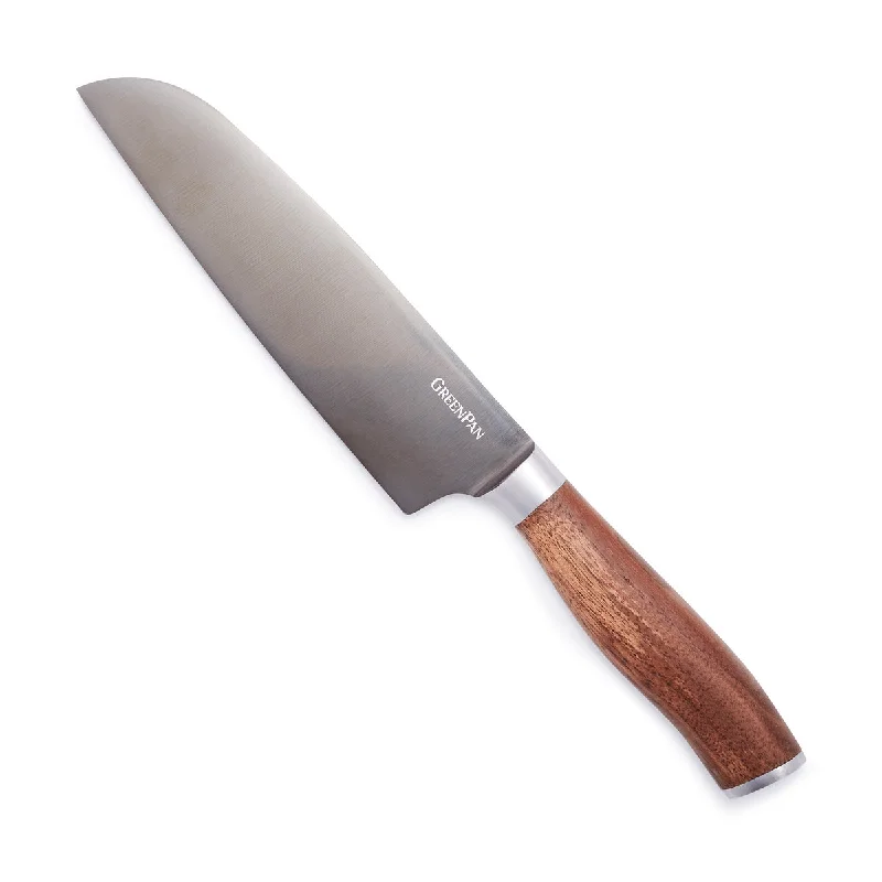 Premiere Titanium Cutlery 7" Santoku Knife with Walnut Handle