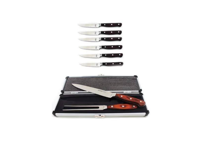 BergHOFF Pakka 8Pc Stainless Steel Cutlery Set, 6Pc 12" Steak Knives & 2pc 12" Carving Sets