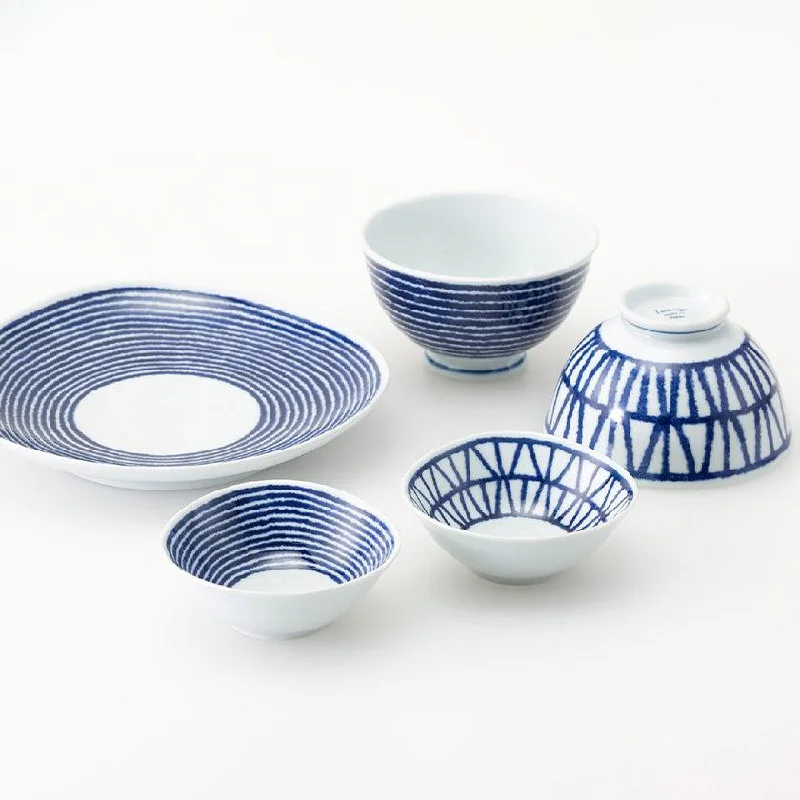 [DISH SETS] INDIGO BALL MEAL SET OF 5 | HASAMI WARES| SAIKAI TOKI