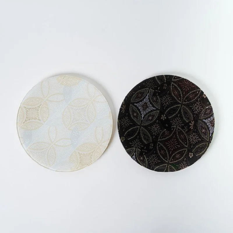 [LARGE PLATE] PLATE SHIPPO PATTERN  WHITE & BLACK 2-PIECE SET | NISHIJIN TEXTILES | RE:NISTA