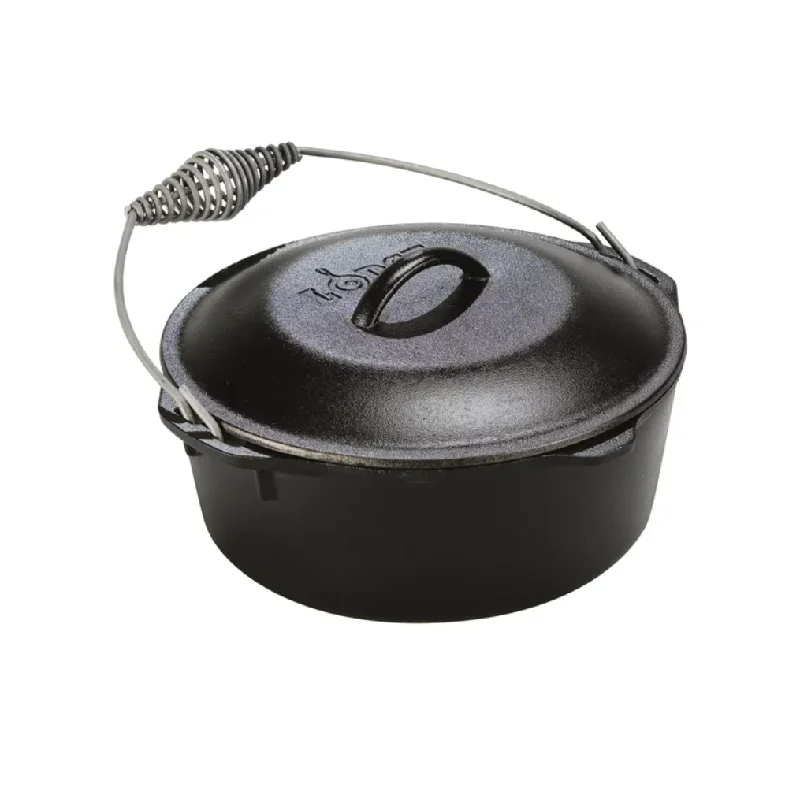 Lodge 5 Qt Pre-Seasoned Cast Iron Dutch Oven with Spiral Bail Handle