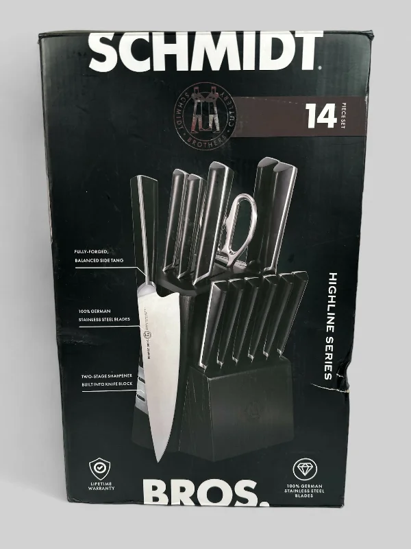 Schmidt Bros Cutlery Highline 14pc Knife Block Set | Black/Silver