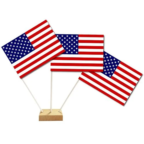 American Flag Paper Table Flags - 15cm on 30cm Pole - Each