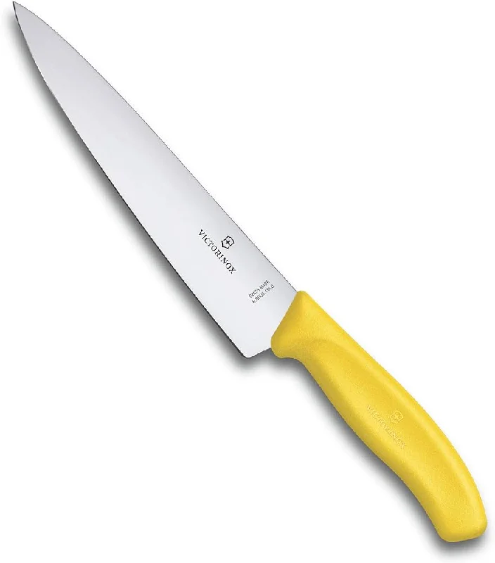 Cooks Carving Knife Wide Blade 19cm - Yellow