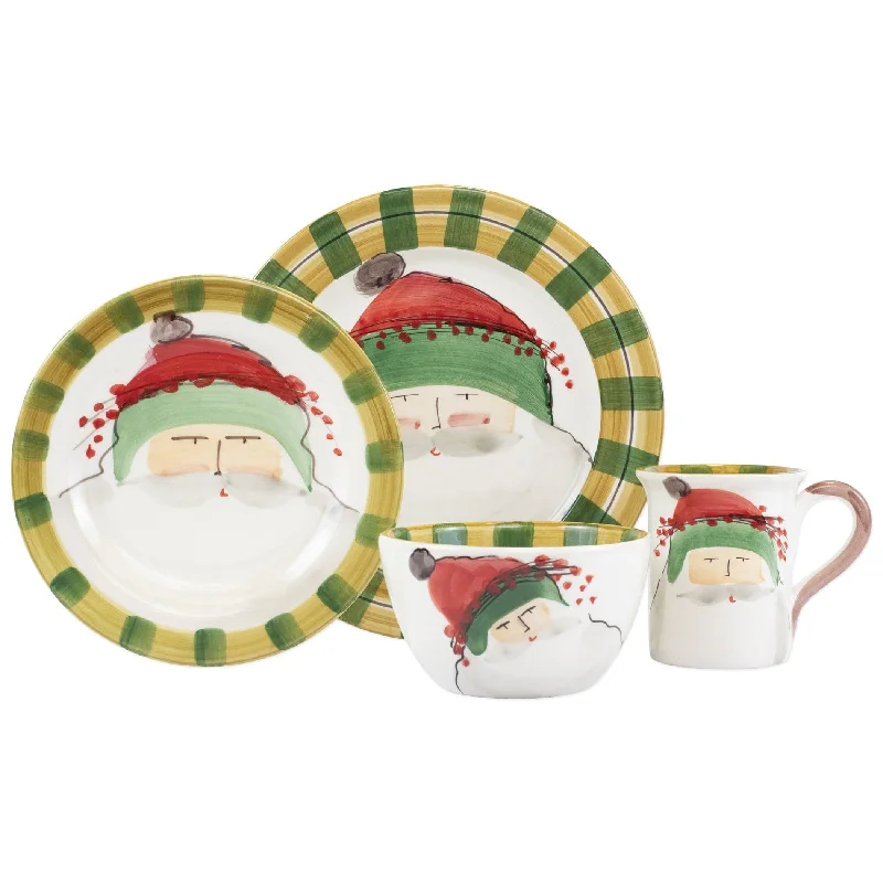 Old St. Nick Green Hat Four-Piece Place Setting