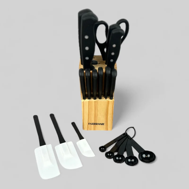 Farberware 22 Piece Never Needs Sharpening Triple Riveted Knife Block Set