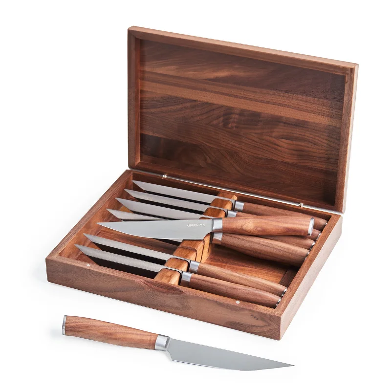 Premiere Titanium Cutlery 8-Piece Steak Knife Set with Walnut Handles