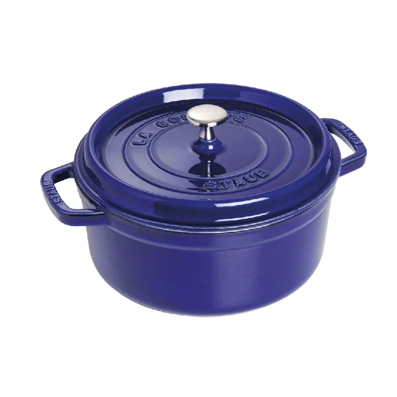 Staub La Cocotte 5.25 Litre Round Cast Iron Cooking Pot, Dark Blue