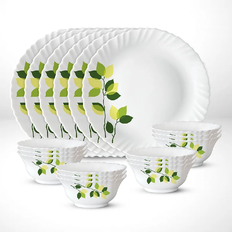 Larah by Borosil Green Leaves Thali Set