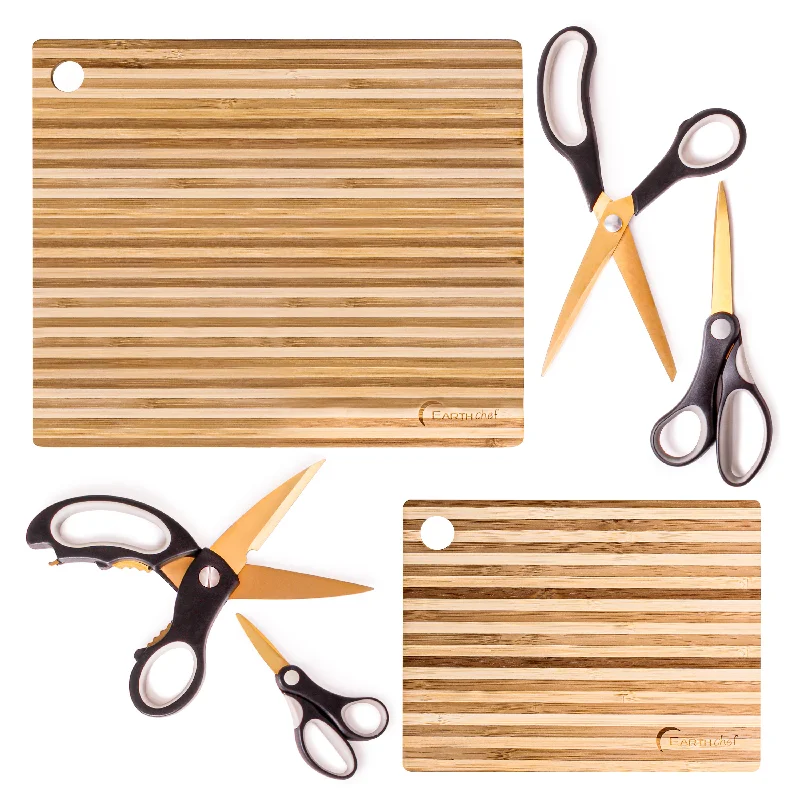 BergHOFF 6Pc Stainless Steel Gold Scissors and Cutting Board Set