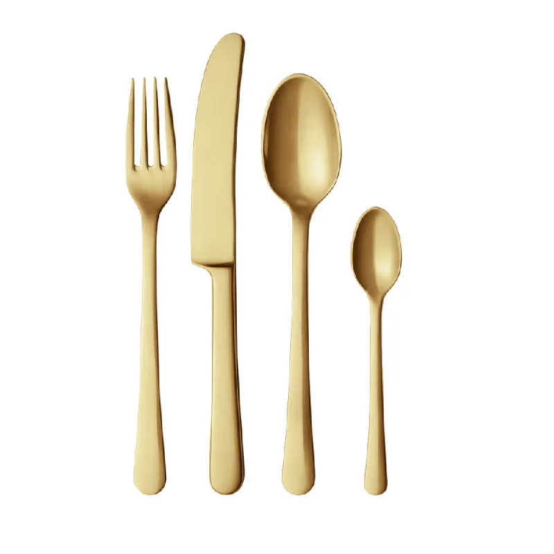 GEORG JENSEN COPENHAGEN 4 Piece Giftbox Matte Gold Cutlery Set