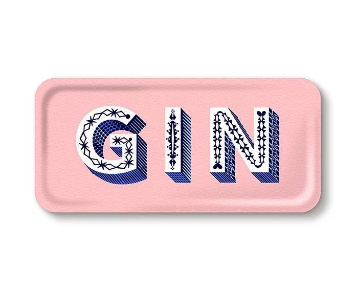 Word Rectangular Tray - Gin - by Jamida