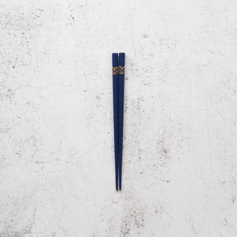 [CHOPSTICKS] JAPANESE ZODIAC TIGER BLUE FOR CHILDREN (1 SET) | HASHIMOTO KOUSAKU SIKKI | WAJIMA LACQUER