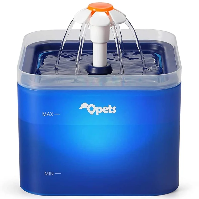 QPets Automatic Water Fountain with LED Light for Pets (Blue)