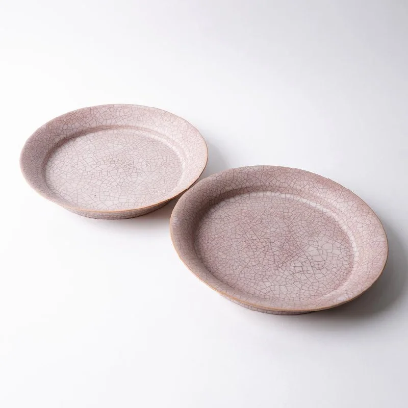 [DISH] HIBIKI RIM PLATE ROUND (M) RED PAIR SET | KYOTO-KIYOMIZU WARE | FUUU