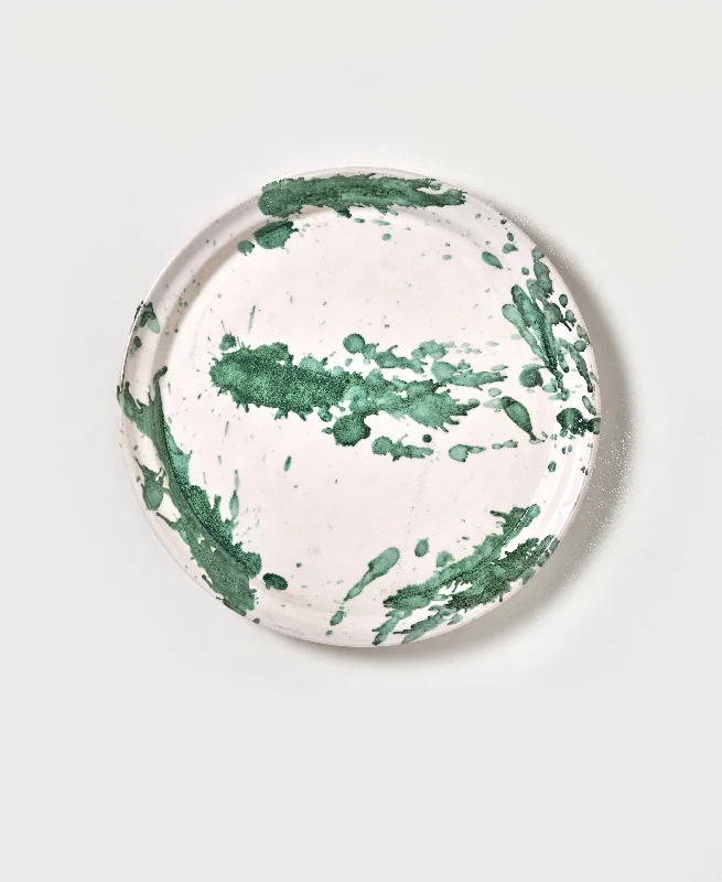 Green Splatterware Dinner Plate