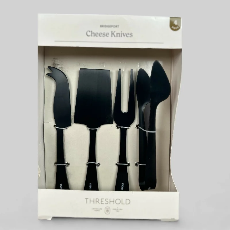 4 Piece Stainless Steel Cheese Knive Serving Set Black | Black | Threshold