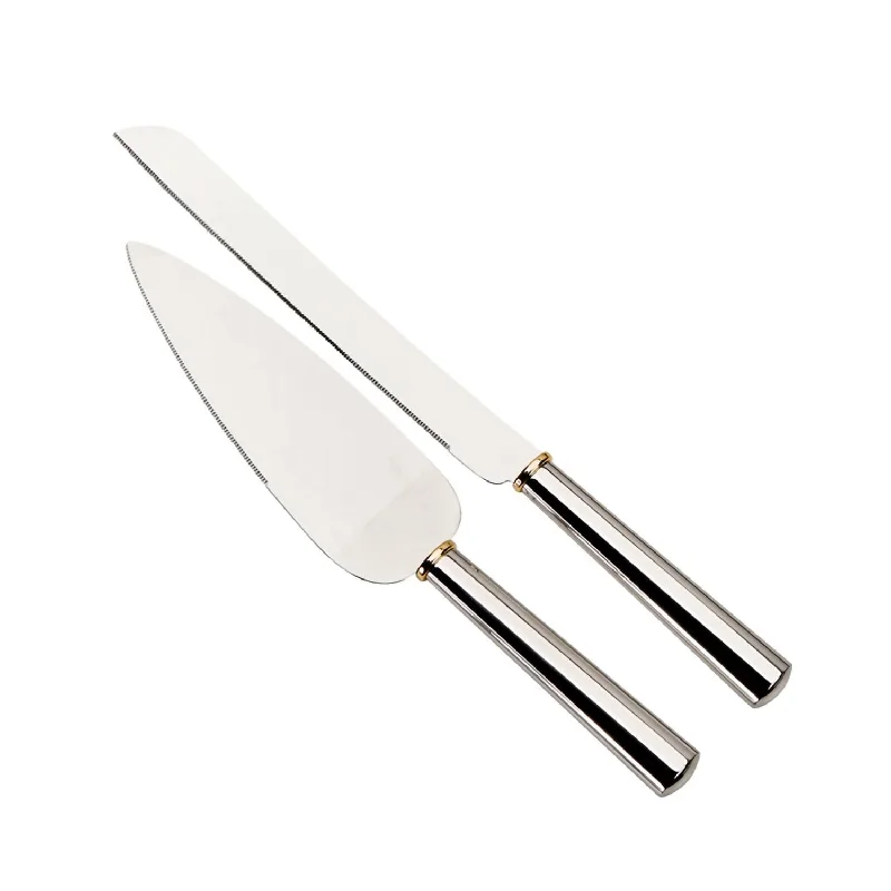 Cake Knife & Server Set In Gold Ring