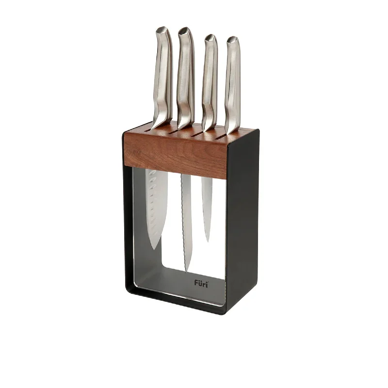 Furi Pro in Black Steel 5 Piece Knife Block Set