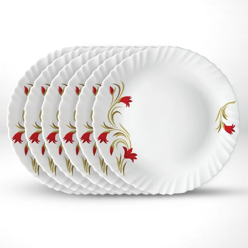 Larah by Borosil Red Lily Full Plate Set