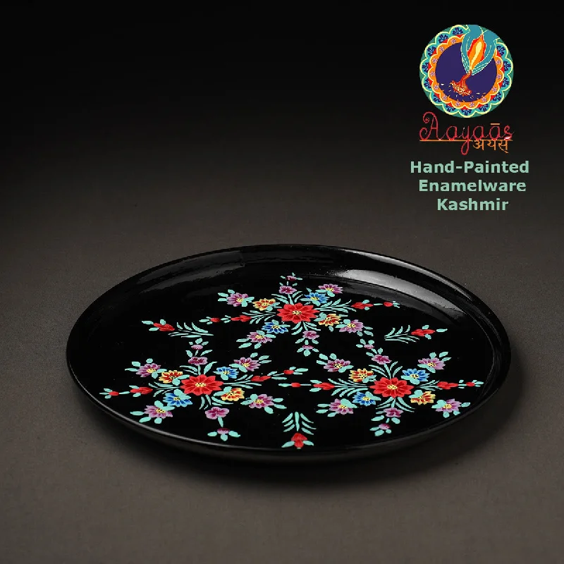 Floral Handpainted Enamelware Stainless Steel Plate