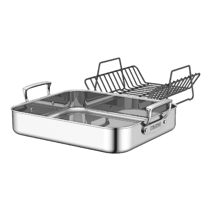 Zwilling Plus 16" x 13.75" Rectangle Roaster with Rack, Stainless Steel - 40994-001