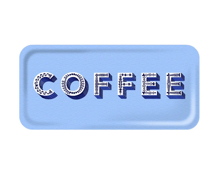 Word Rectangular Tray - Coffee - by Jamida