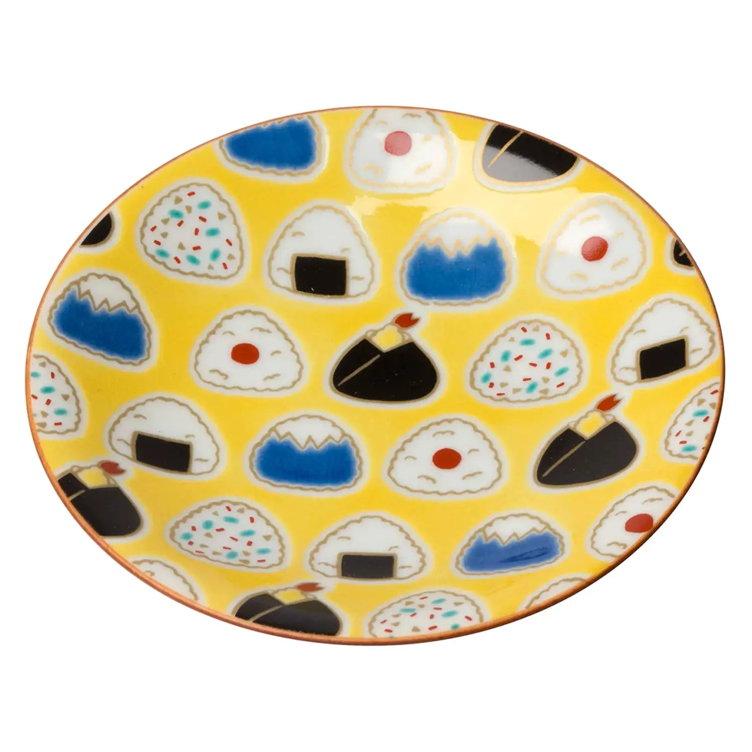 SEIKOU KISSYO II Kutani Porcelain Mamezara Small Plate Omusubi