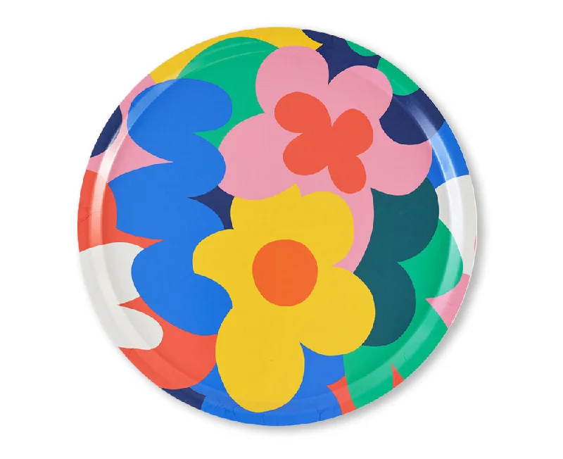 Floral Abstract Round Tray by Wrap