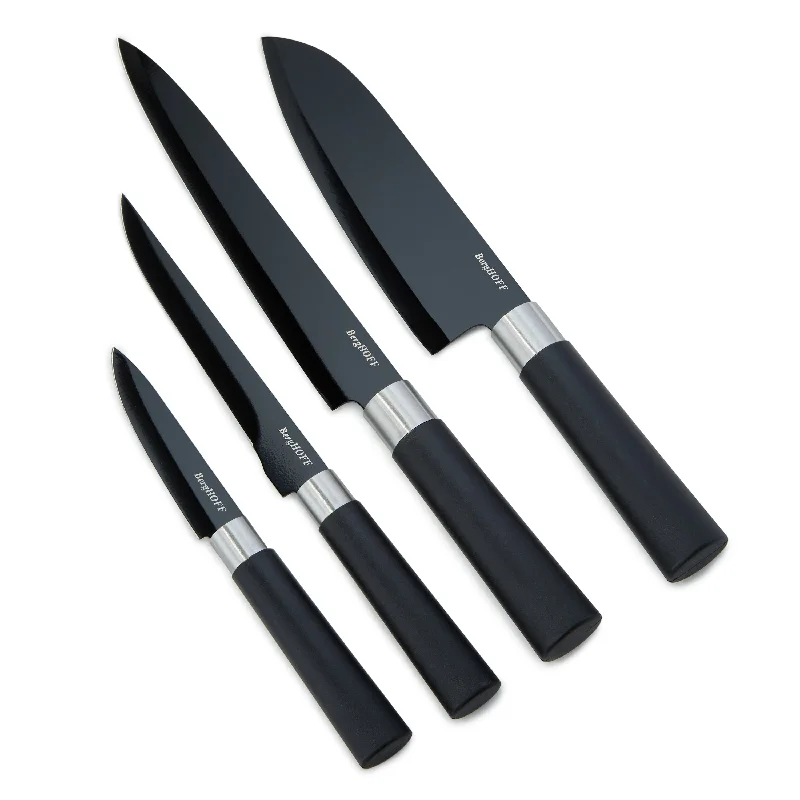 BergHOFF DiNA Prime 4pc Nonstick Stainless Steel Knife Set, Black