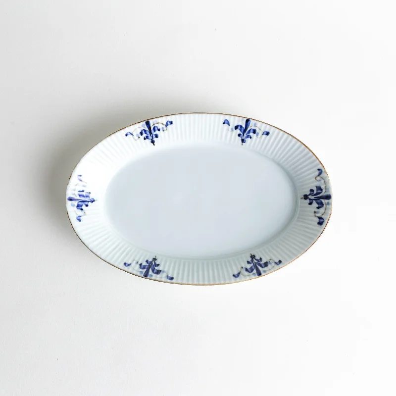 Floral Leaves Ridged Oval Dinner Plate