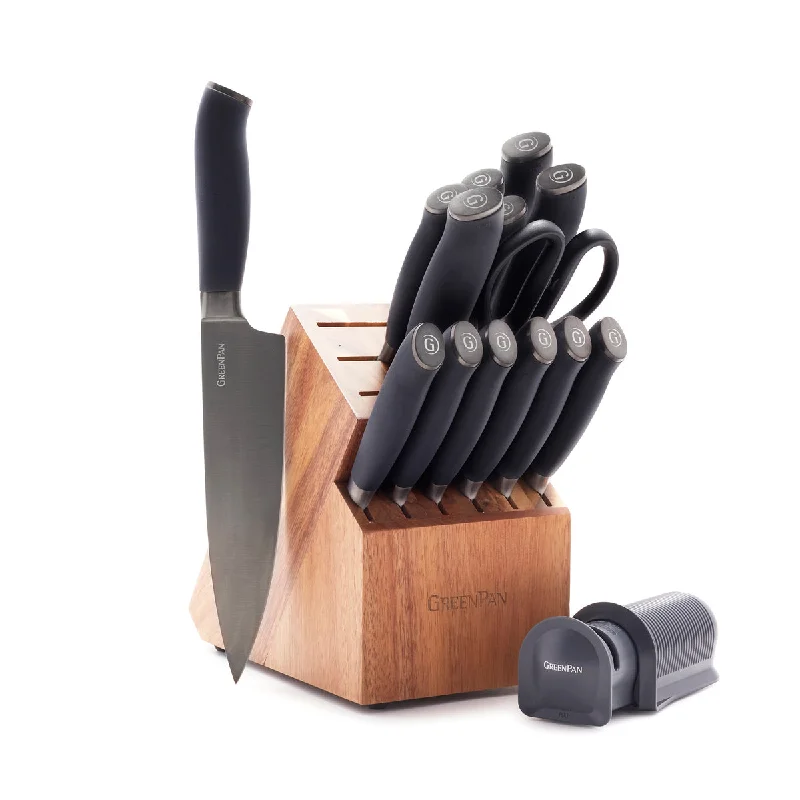 Titanium Cutlery Ultimate 16-Piece Knife Block Set | Gray