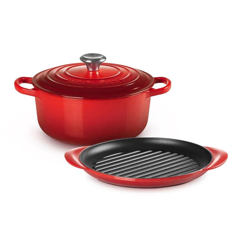 Cast Iron 2 Piece Cookware Set, Cerise