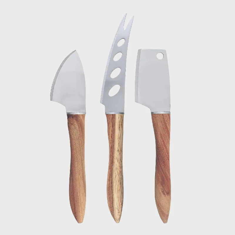 3-PIECE ACACIA HANDLE KNIFE SET