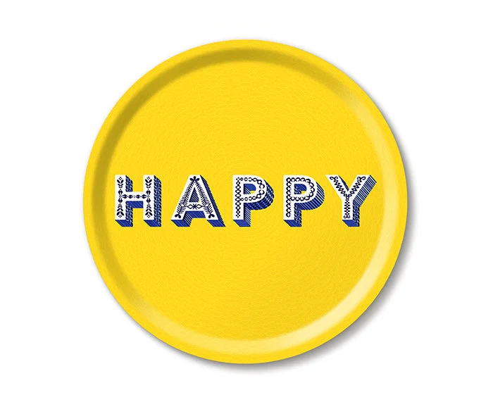 Word Round Tray - Happy - by Jamida