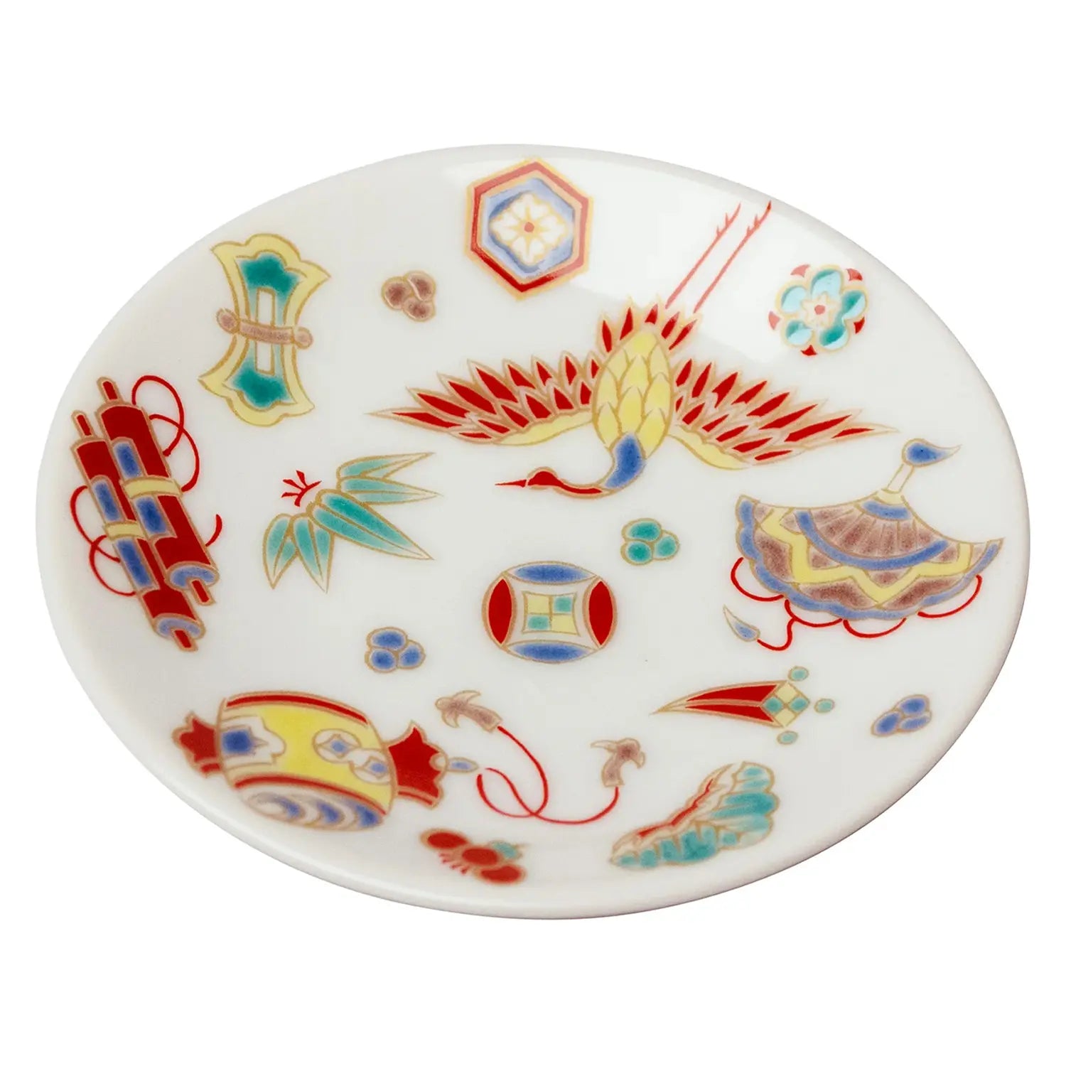 SEIKOU KISSYO Kutani Porcelain Mamezara Small Plate Takarazukushi