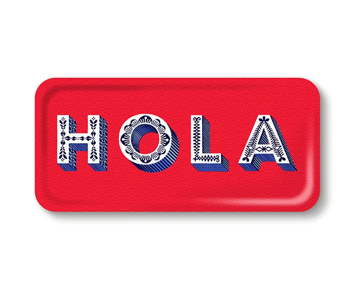 Word Rectangular Tray - Hola - by Jamida