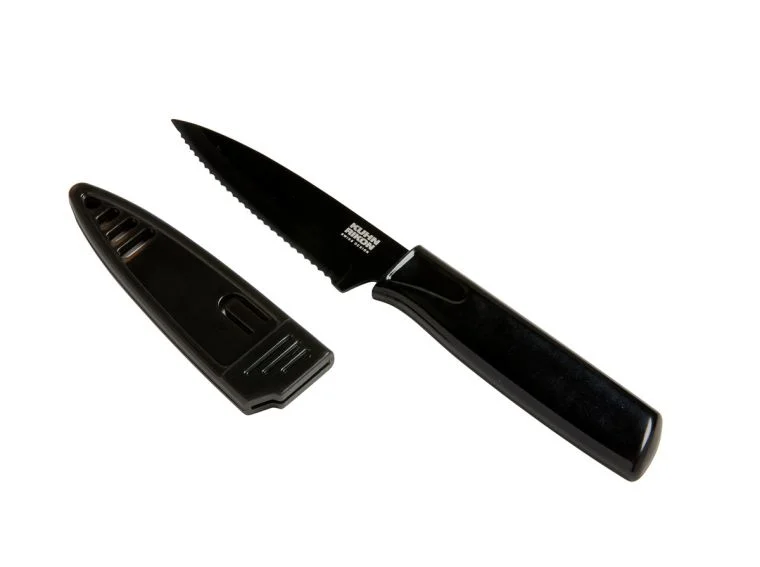 Kuhn Rikon Colori Serrated Paring Knife- Black