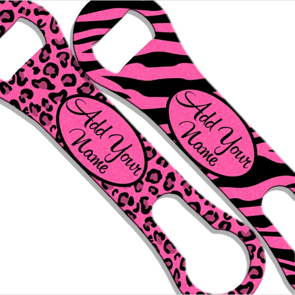 "ADD YOUR NAME"  V-Rod® Bottle Opener – Glitter Animal Print