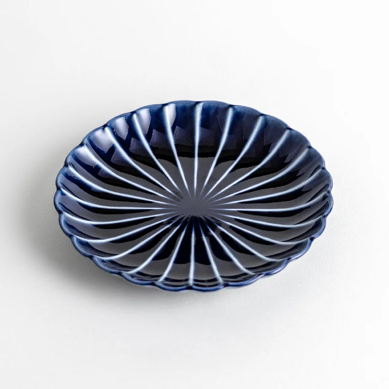 Chrysanthemum Navy Blue Dessert Plate