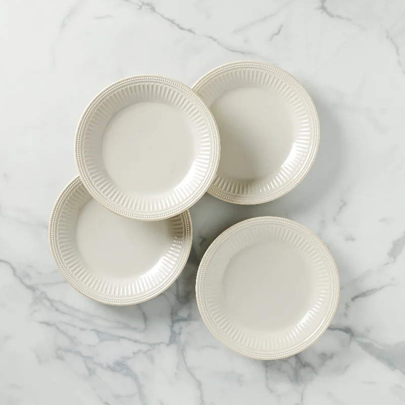 French Perle Groove Dinner Plates, Set of 4