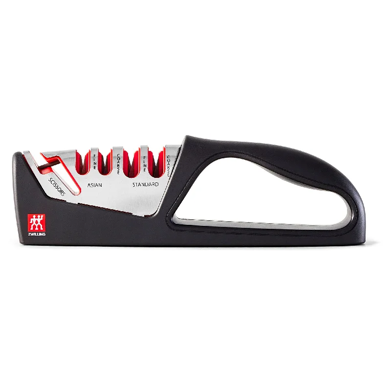 ZWILLING Razor-Sharp 4-Stage Pull Through Knife Sharpener with Shear Sharpener, German Engineered Informed by 100+ Years of Mastery