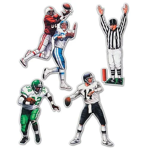 American Football Figures Card Cutout Wall Decorations - Pack of 4