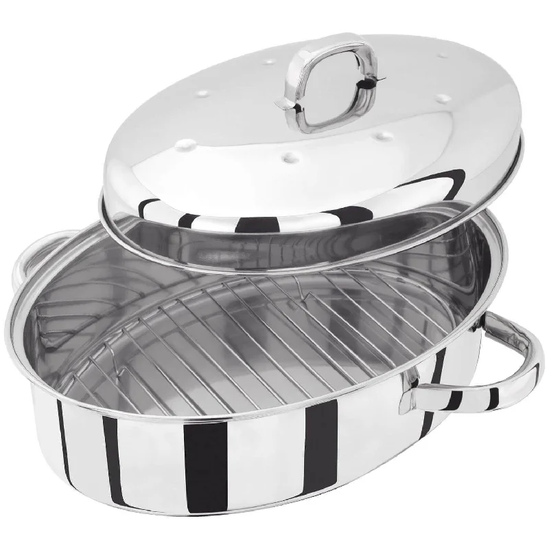 Judge High Oval Stainless Steel Roaster With Self Basting Lid - 32cm