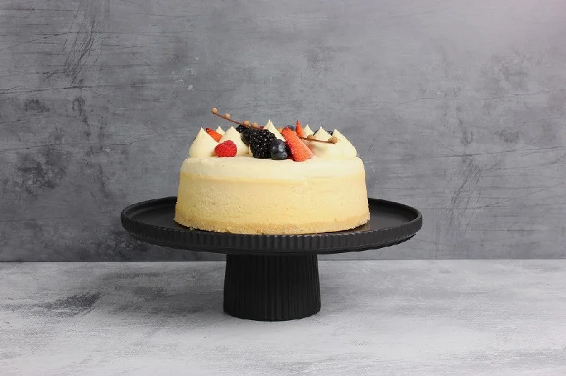 Gabel & Teller Matte Black Ceramic Footed Cake Stand - Size: 28 x 10cm