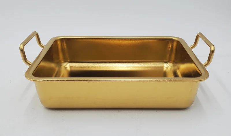 6.75"x4.75"x1.75" S/S DISH-GOLD-RECTANGLE