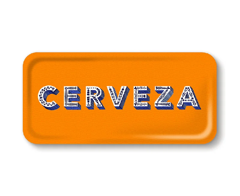 Word Rectangular Tray - Cerveza - by Jamida